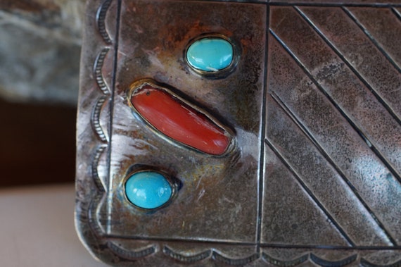 Turquoise Coral and Sterling Silver Native Americ… - image 2