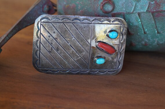 Turquoise Coral and Sterling Silver Native Americ… - image 5