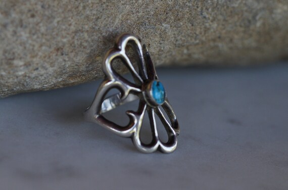 Navajo Sterling Silver Turquoise Ring - image 2