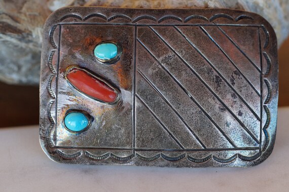 Turquoise Coral and Sterling Silver Native Americ… - image 3
