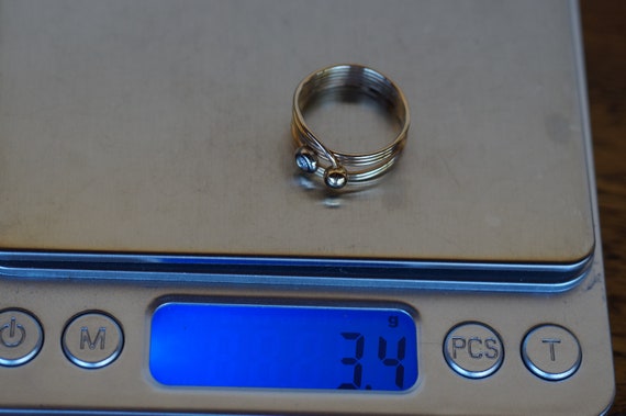 14K Solid Gold Diamond Wrap Ring  --- Italy-- Siz… - image 7