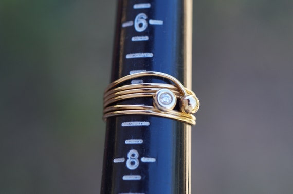 14K Solid Gold Diamond Wrap Ring  --- Italy-- Siz… - image 6