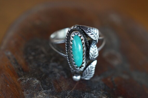 Navajo Turquoise Sterling Silver Ring  --  Size 4 - image 5