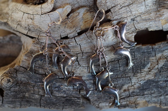 Dangling Dolphins Earrings in Sterling Silver - image 3