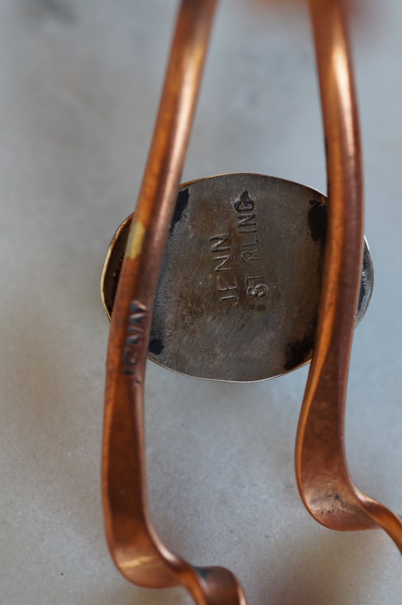 Modernist Black Tourmaline Copper Cuff Bracelet - image 6