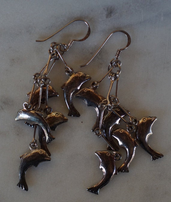 Dangling Dolphins Earrings in Sterling Silver - image 4