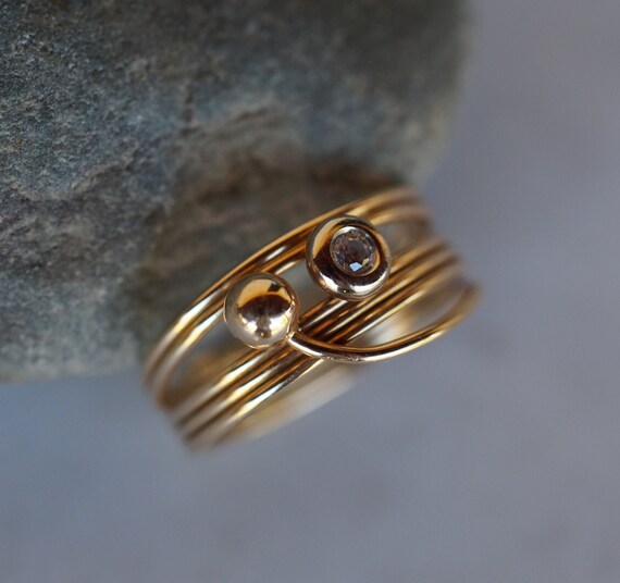 14K Solid Gold Diamond Wrap Ring  --- Italy-- Siz… - image 4