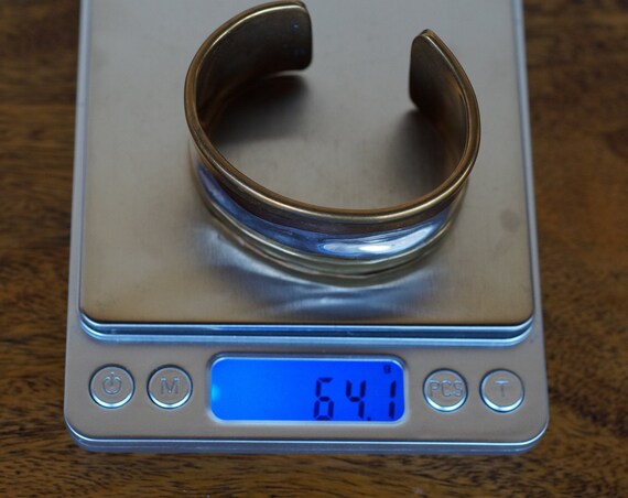 Modernist Lazaro Sterling Brass Copper Cuff Brace… - image 4