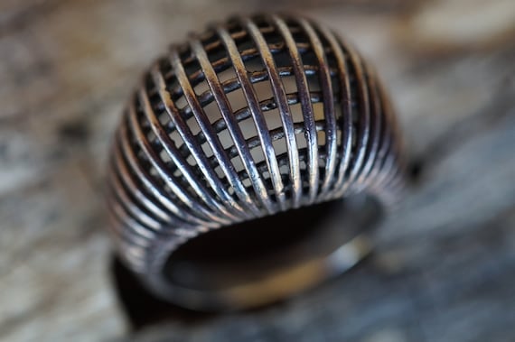 Mehreen Dome Ring - Handbeaten Silver