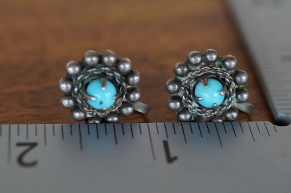 1920's Mexico Turquoise and Sterling Silver Demi … - image 6