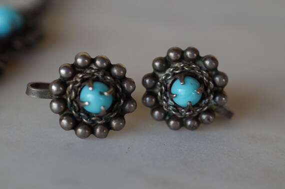 1920's Mexico Turquoise and Sterling Silver Demi … - image 4