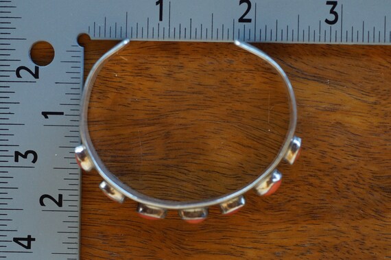 Old Navajo Coral Sterling Siver Cuff Bracelet - image 7