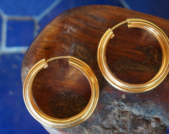 Heavy 18K Yellow Gold Hoops  --  8.1 grams