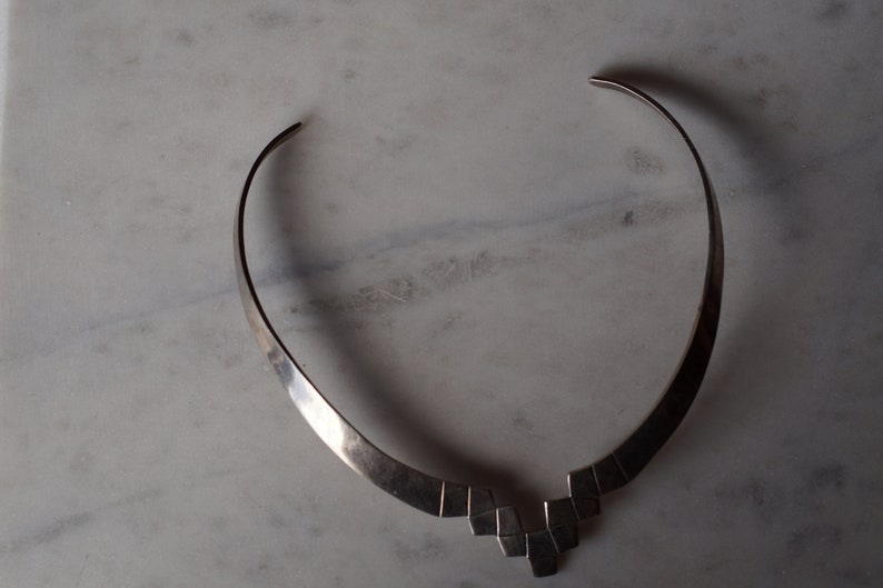 1970/'s Taxco Mexico Modernist Sterling Silver Choker Necklace TC-75