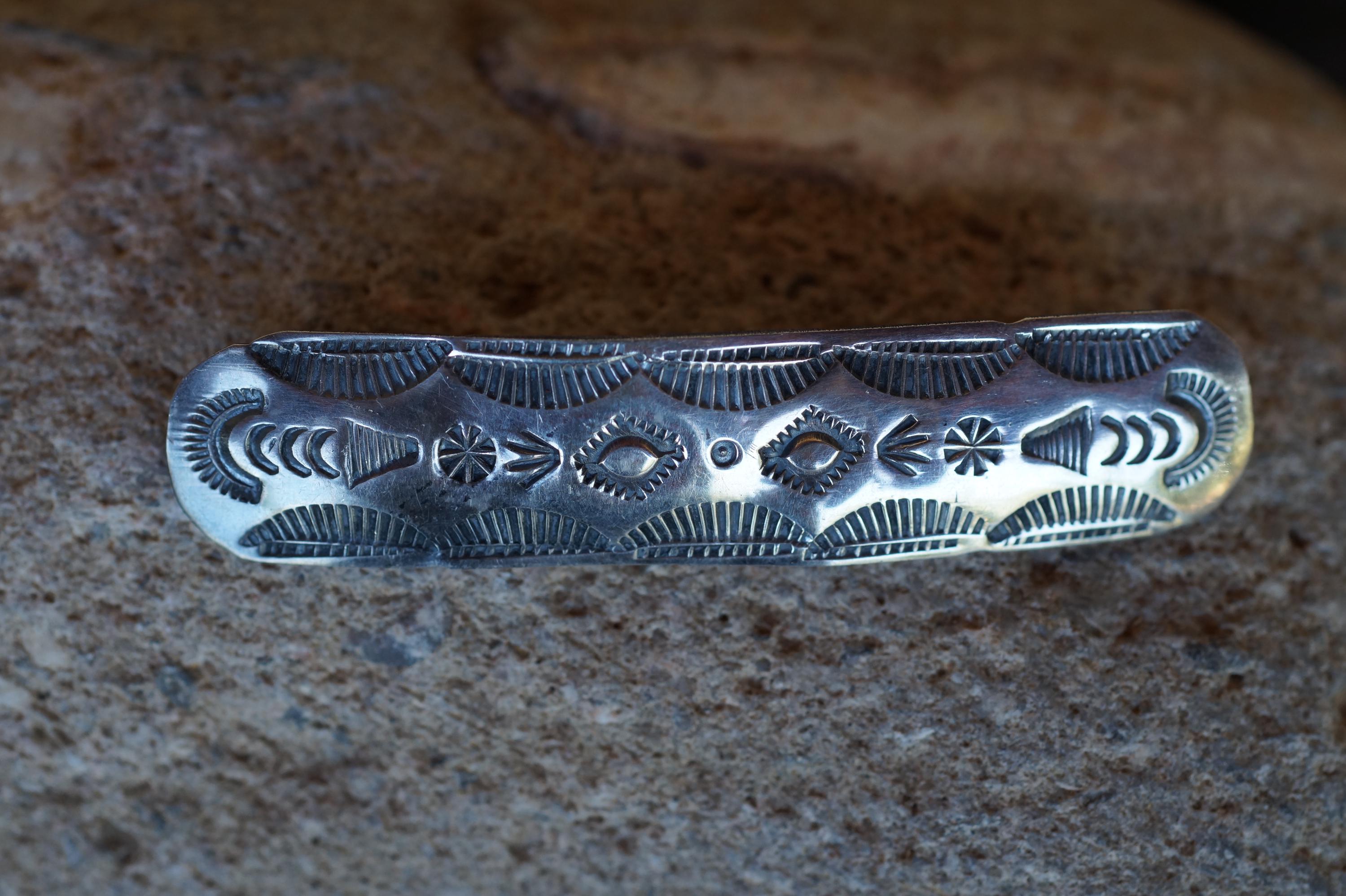Native American Navajo Stamped Sterling Silver Barrette Hair  display picture 1