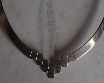 1970's Taxco Mexico Modernist Sterling Silver Choker Necklace TC-75