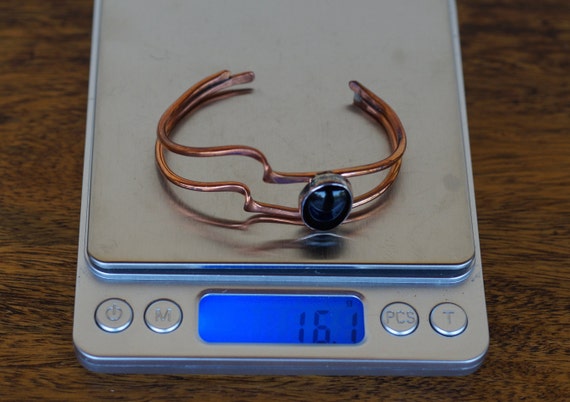 Modernist Black Tourmaline Copper Cuff Bracelet - image 4