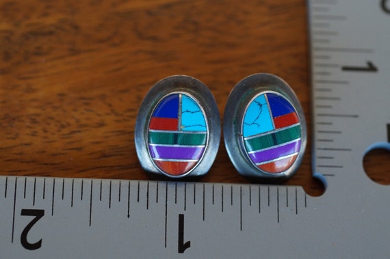 Zuni Turquoise Inlay Earrings - image 5