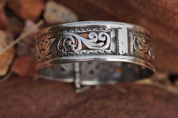 1890's Antique Sterling Silver Bangle  -- 27 grams - image 1