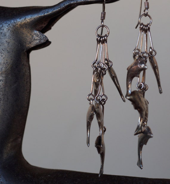 Dangling Dolphins Earrings in Sterling Silver - image 7