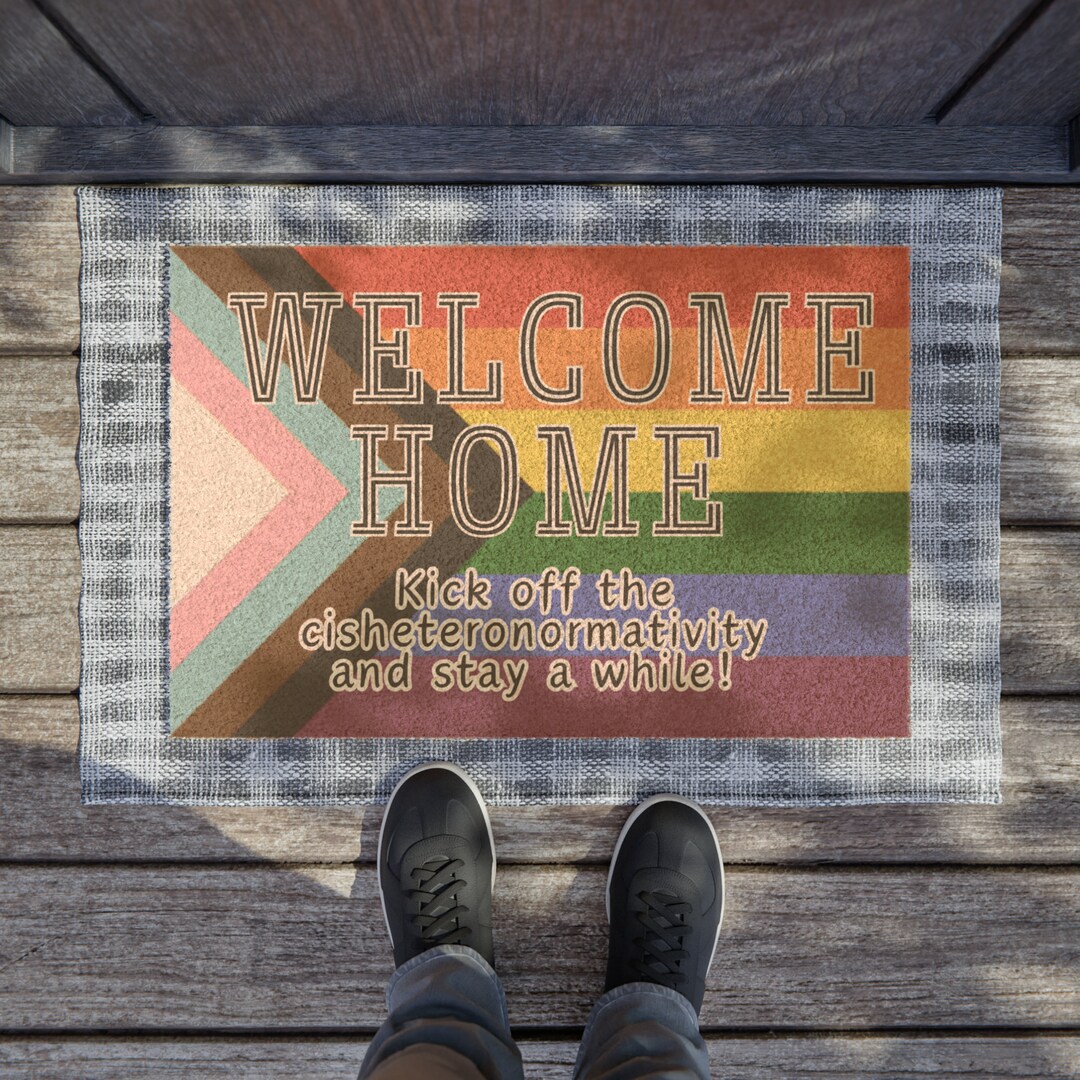 Home Progress Pride Flag Door Mat Etsy