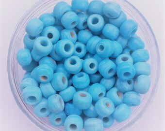 Crow//poney perle de verre-opaque baby Blue 9 mm 100