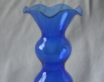 Vintage Cobalt Blue Glass Flared Vase