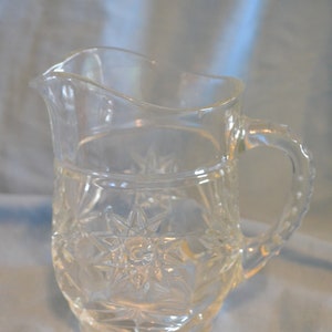 Early American Prescut (EAPC) Glass Pitcher, Anchor Hocking, Star of David Pattern