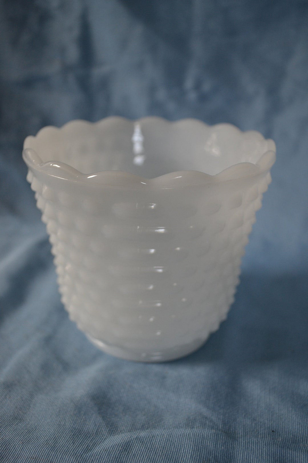 Hobnail Milk Glass Vintage Jardiniere Planter Dot and Dash Etsy