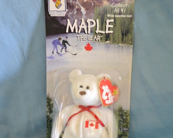 Vintage Maple The Bear Ty Teenie Beanie Baby: 1993 McDonald's Happy Meal Toy