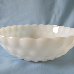 Anchor Hocking Bubble Milk Glass 8&quot; Round Vegetable Bowl, White Milk Glass Serving Bowl