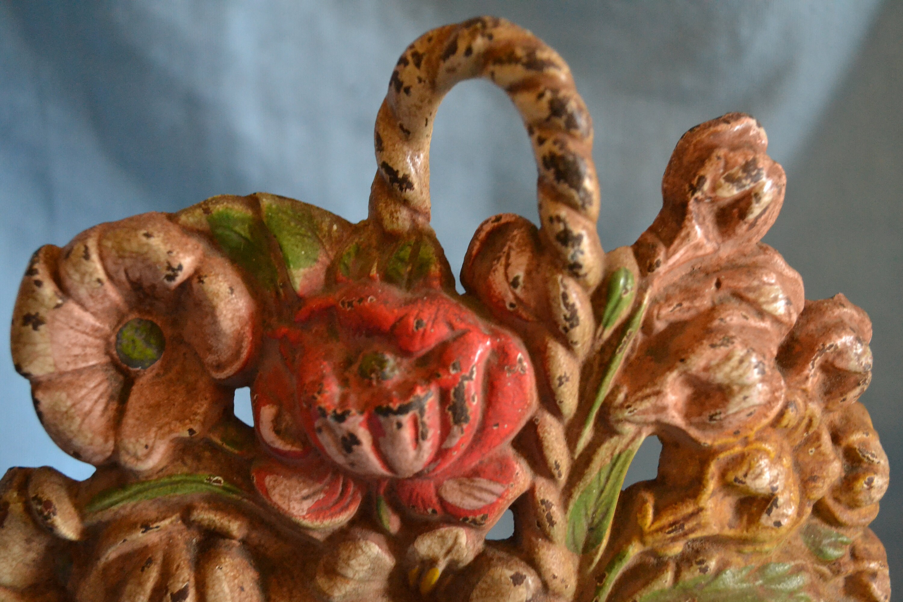 Hubley Cast Iron Doorstop, Flower Basket, Hubley Manufacturing Company