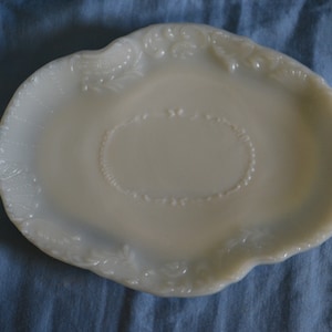 Antique Milk Glass Dish, Dresser Tray, Ring of Fire