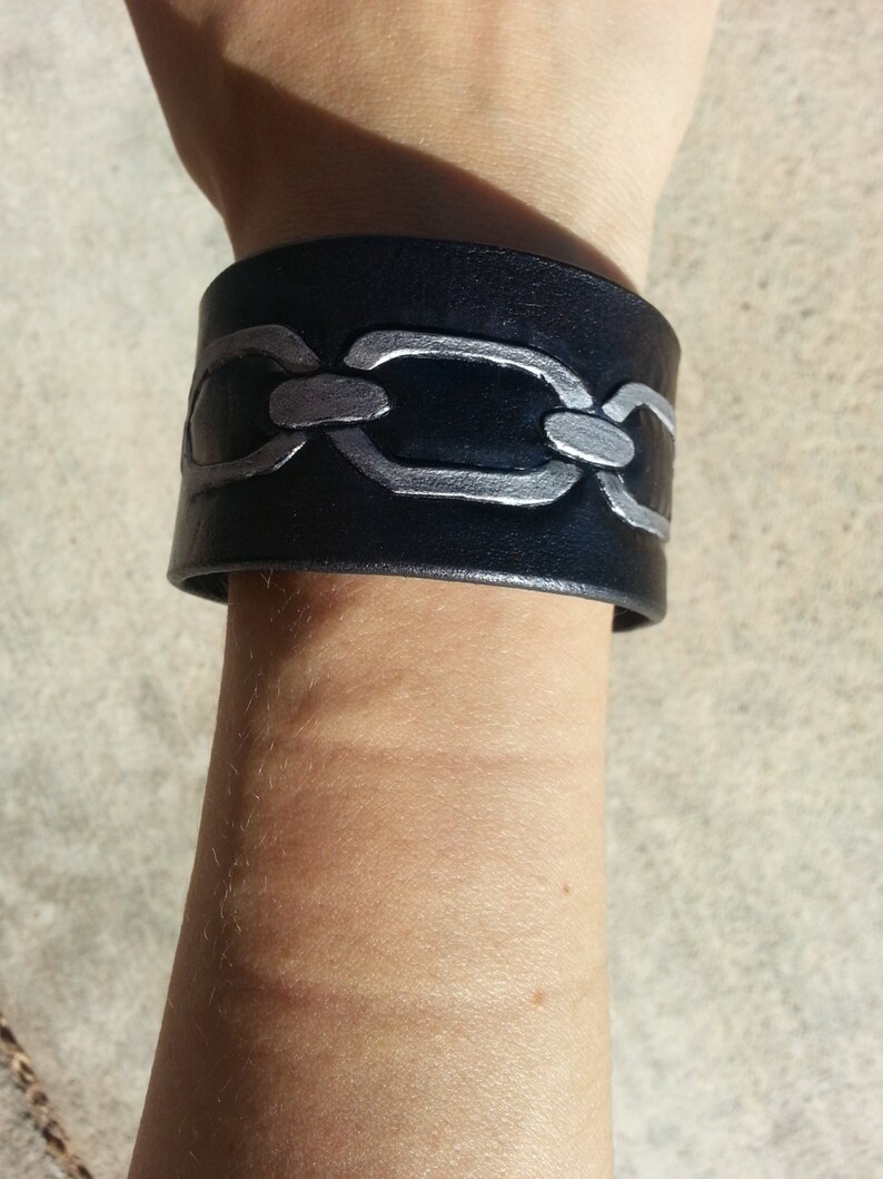 Wrist Chains Leather Cuff Bracelet Etsy