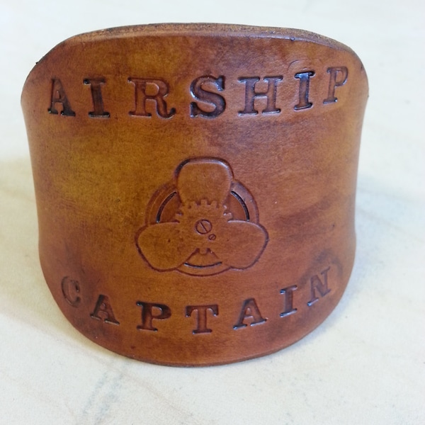 Steampunk Airship Captain Leather Cuff Bracelet