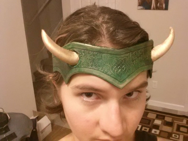 Leather Costume LARP Loki Horn Headband Etsy