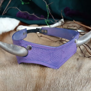 Leather Costume LARP Purple Horn Headband