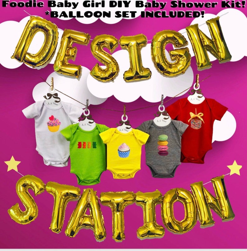 New Foodie Baby Girl Diy Design Shower Kit For Onesies Set Etsy