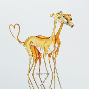 ORIGINAL PAINTING of a Whippet greyhound ...Super Skinny Sight hound, a Watercolor and Ink Painting