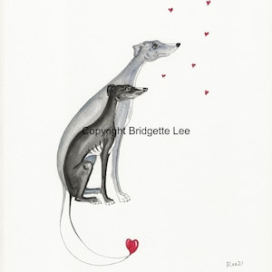 ORIGINAL PAINTING of a Whippet greyhound ...Super Skinny Sight hound, a Watercolor and Ink Painting