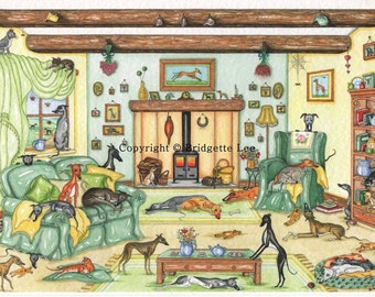 POSTER LURCHER Hound Dog Art From a painting David Andrews CANVAS PRINT