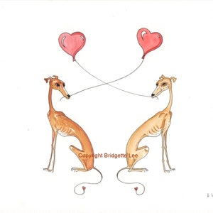 ORIGINAL PAINTING of a Whippet greyhound ...Super Skinny Sight hound, a Watercolor and Ink Painting