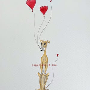 ORIGINAL PAINTING of a Whippet greyhound ...Super Skinny Sight hound, a Watercolor and Ink Painting