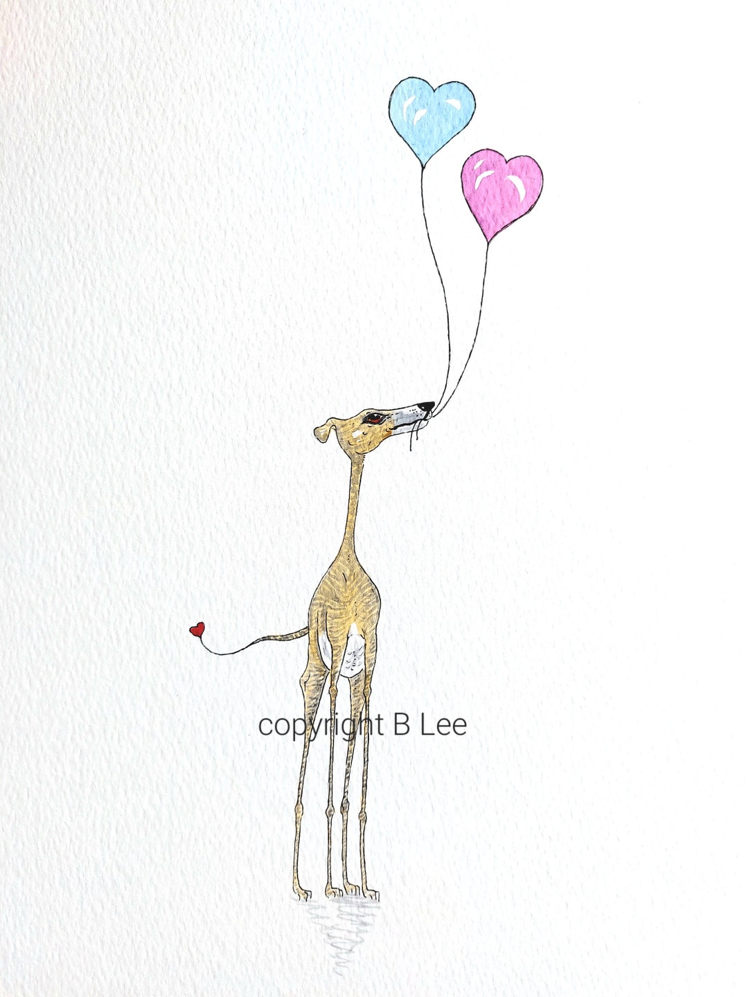 Kunst-Karte Mit Greyhound Aquarell-Motiv – Blanko Innen, 17,5x12,5 Cm, Für Hundeliebhaber