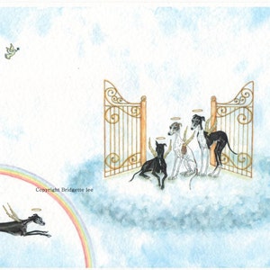 A4 whippet greyhound painting...Heaven's Gate, a Watercolor and Ink Painting