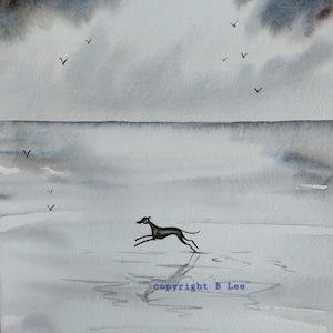 ORIGINAL PAINTING of a Whippet greyhound ... a Watercolor  Painting