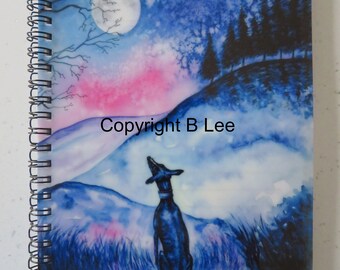 Notebook with whippet greyhound Dog Lurcher based on my painting