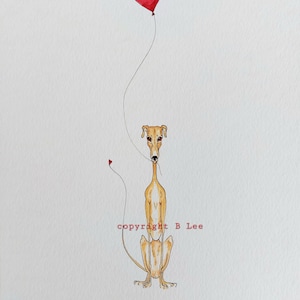 ORIGINAL PAINTING of a Whippet greyhound ...LOVE Super Skinny Sight hound, a Watercolor and Ink Painting
