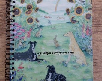 Notebook with whippet greyhound Dog Lurcher based on my painting