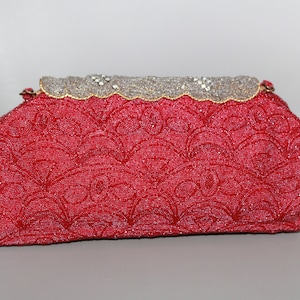 Vintage Red Beaded Rhinestone Purse